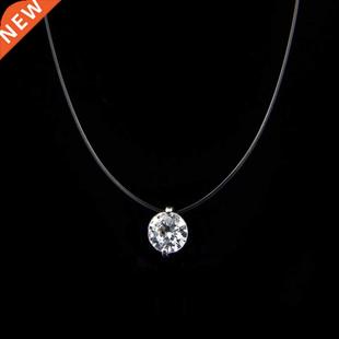 Poputton Female Transparent Fishing Line Necklace Silver Col