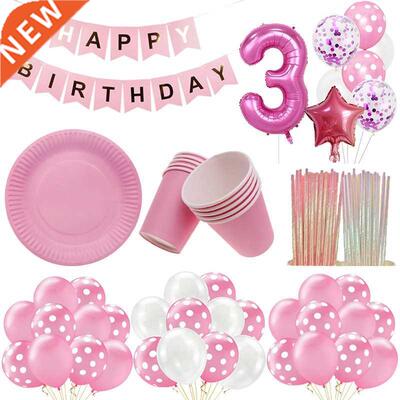 PINK MINNIE Cute Girl Birthday Happy Party Supplies Disposa
