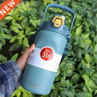 1L Large Capacity Water Bottle Straw Cup High Temperature St