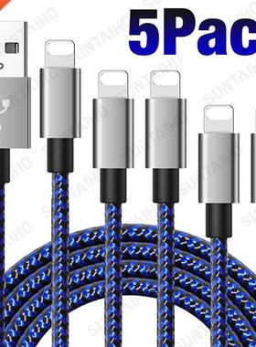 5Pack USB Cable for iPhone 12 11 Pro XS Max XR X Fast Chargi