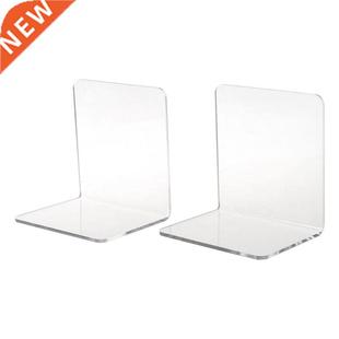 2Pcs Clear Acrylic Bookends L-shaped Desk Organizer Desktop