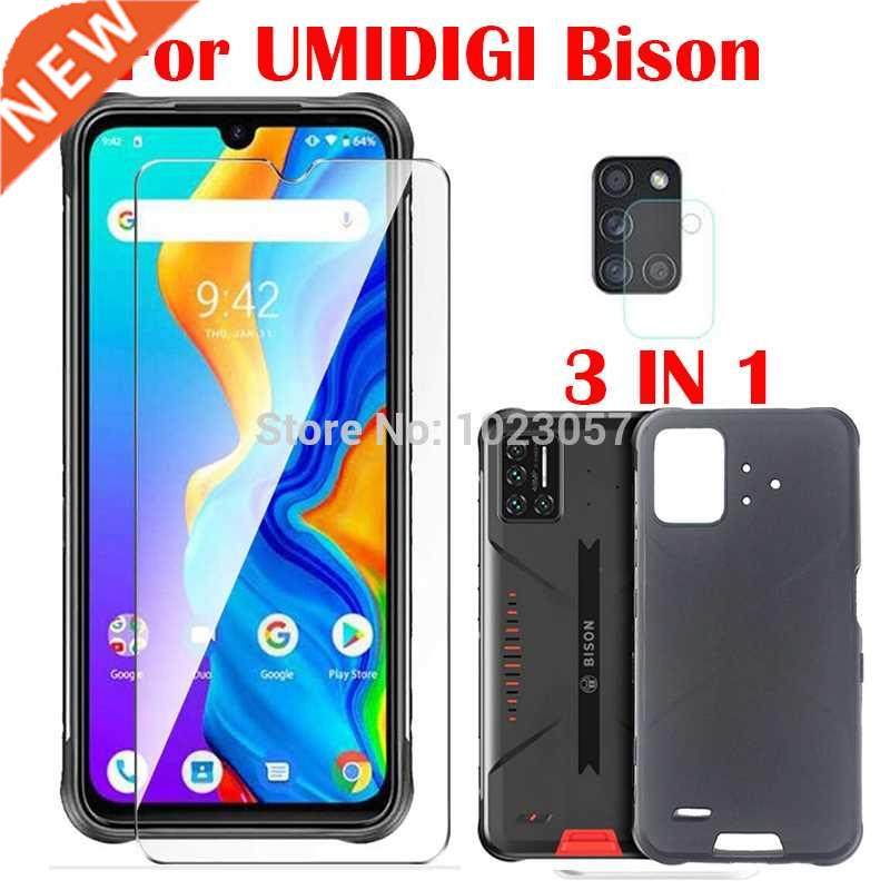 3 in 1 Soft Case + Camera Tempered Glass On UMIDIGI BISON I