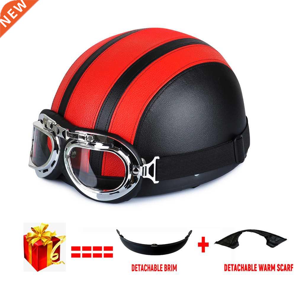 Retro Motorbike Leather Helmet Motorcycle Riding Vintage Cru