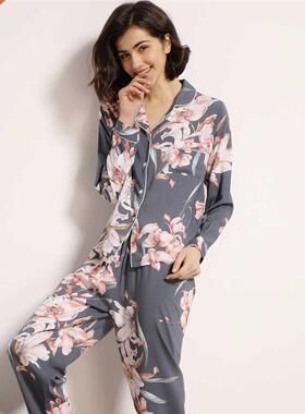 Cotton Long-sleeved Long Trousers Women Pajamas Set for Spri