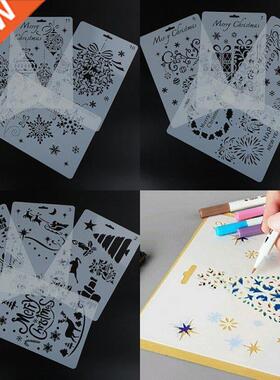 12 Styles DIY Craft Christmas Layering Stencils For Walls Pa