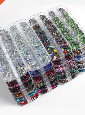 New Box Set 36 Colors 12 grid box Hotfix rhinestone 1200pcs