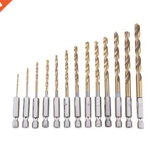 4inch Shan Coated Set With Bit Titanium Drill Hex 13Pc HSS