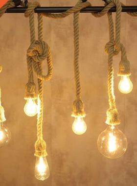 Hemp Rope Lights Vintage Countryside pendant lamp Living Roo