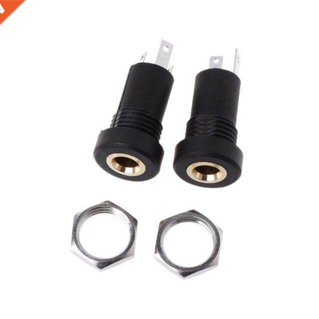 2Pcs 3.5MM Audio Jack Socket 3 Pole Black Stereo Solder Pane