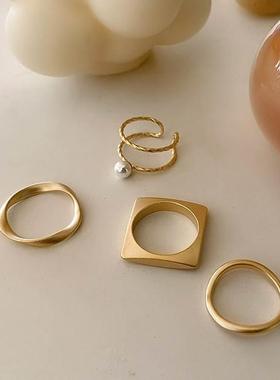 4 Peces/set Gold Fnger Rngs Jewelry Women Smple Desgn