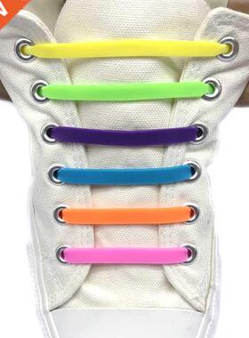 12Pc/Set 1 Colors Silicone Shoelaces Elastic No Tie Shoe L