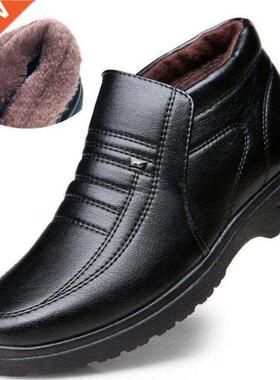 Winter Waterproof Men	s Casual Leather Shoes Flannel High