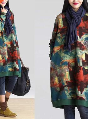 Women Warm Winter Oversized Sweatshirt Dress Celmia Autumn P