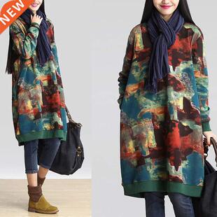 Women Warm Winter Oversized Sweatshirt Dress Celmia Autumn P