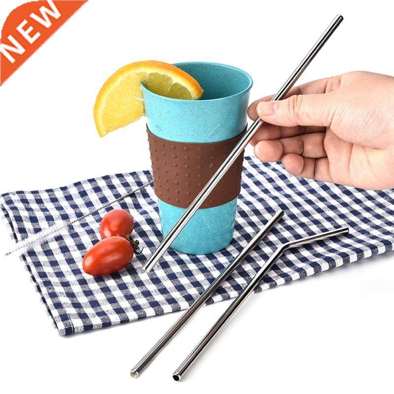 3pcs Reusable Washable Stainless Steel Straws Straight Bent