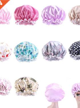 1PCS Double-layer Waterproof Shower Cap Thickened Printing H