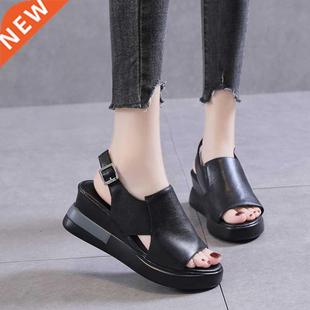 Solid Shoes Toe Open Color Sandals Women for Wedge Summer