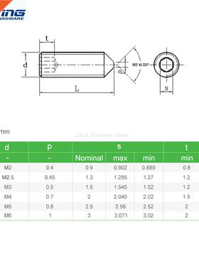 M2 M2.5 M3 M4 M5 M6 M8 Cone Point Grub Set Screws Bolts 304
