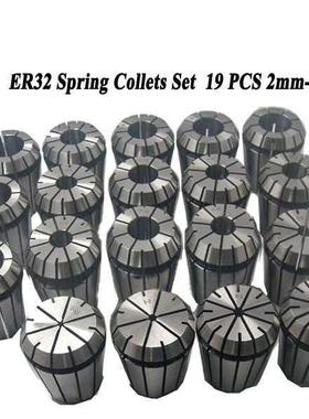 19Pcs/Lot SPRING COLLETS SET Gripping Range 2-20mm ER32 Coll