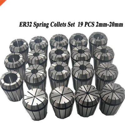 19Pcs/Lot SPRING COLLETS SET Gripping Range 2-20mm ER32 Coll