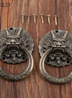 2Pcs Vntage Dragon Head Furnture Door Pull Handle Cabnet