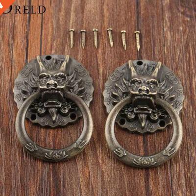 2Pcs Vntage Dragon Head Furnture Door Pull Handle Cabnet