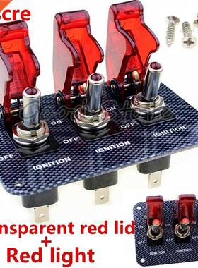 3X12V Red LED Safety Cover Aircraft Toggle Switch Carbon Fib