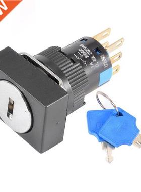 16mm Mounting 3 Position Lacthing DPDT 2NO+2NC Selector Key