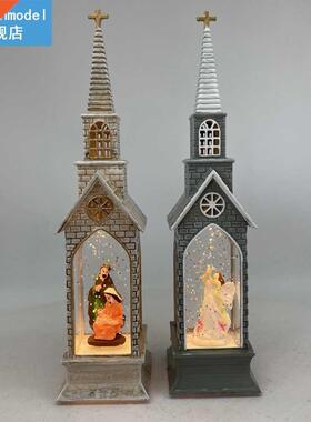 With Glitter Indoor Gift Christmas Snow Globe Lantern Office