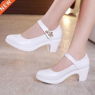 Comemore Black White Elegant Middle Heel Ladies Wedding Brid
