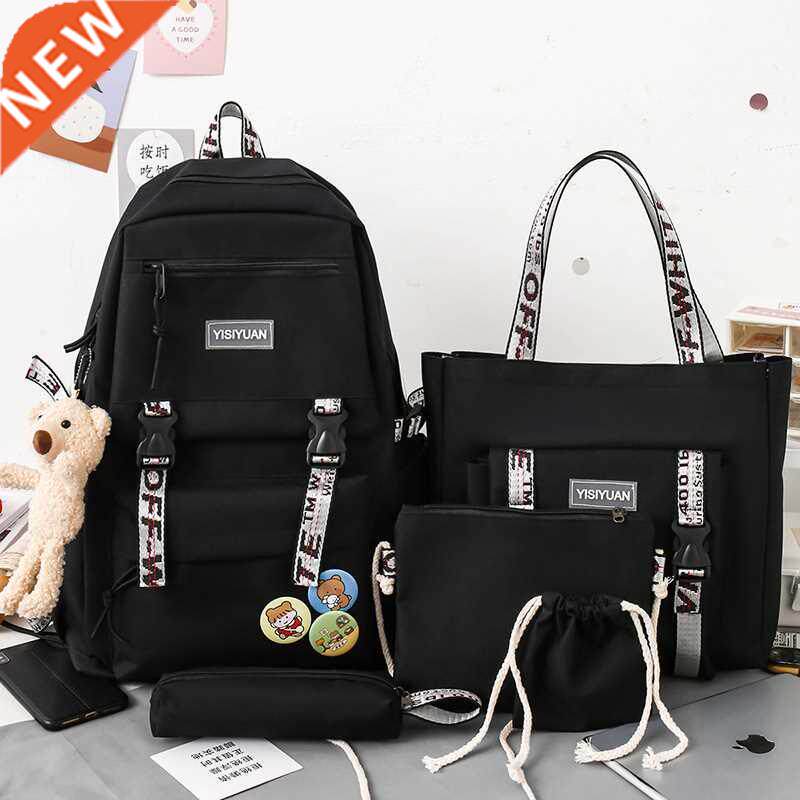 5 pcs set harajuku women laptop backpack school bags for te