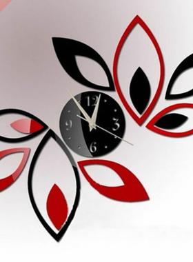 D Clock Lotus  Art Acrylic Mirror Wall Sticker TV Backdr