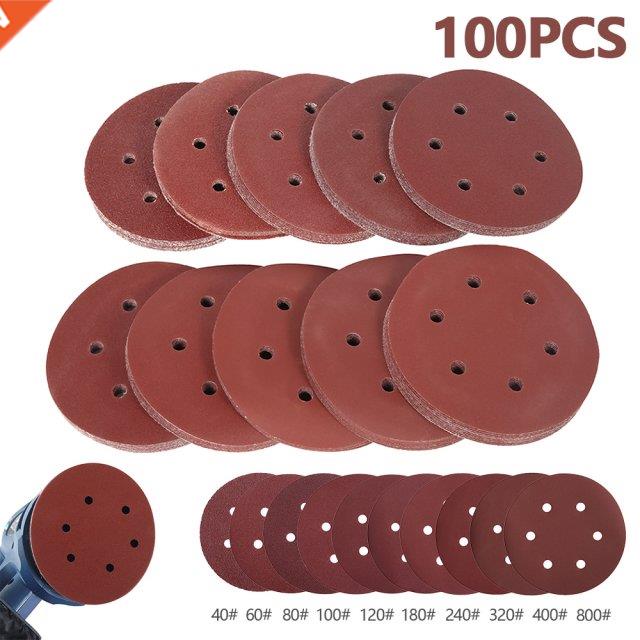 100pcs 120mm Sandpaper Round Shape Sanding Discs Hook Loop S