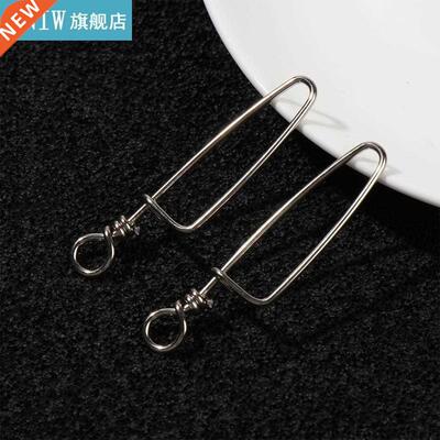 50pcs Hooked Snap Pin Stainless Steel Fishing Barrel Swivel