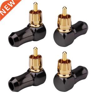 Connector Right Gold RCA Pla Converter Plug Elbow 4PCS Angle