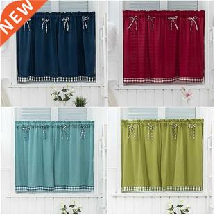 Grid Short Cabinet Window Kitchen Curtains for Bay Curtain