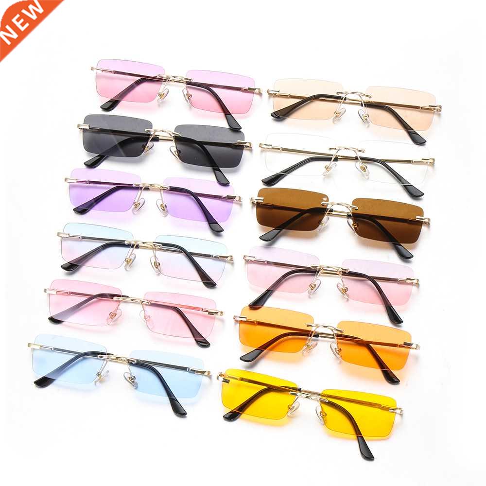 Gafas de sol rectangulares sin montura para mujer, anteojos