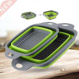 Folding Vegetable Drain Fruit Washing Basket Silicone