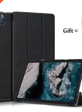 For Nokia T20 Case 2021 PU Leather Tri-Folding Stand Magneti