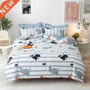 Bed Duvet Cartoon Cat Sheet Linen Soft Set Bedding Cute Kuup