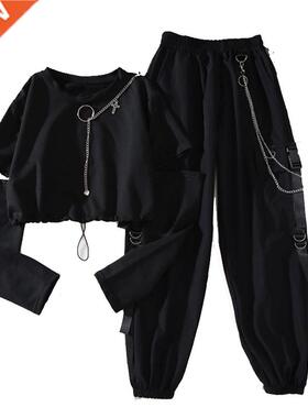 Spring Autumn Women Harajuku Cargo Pants Handsome Cool Two-p