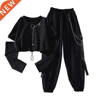 Spring Autumn Women Harajuku Cargo Pants Handsome Cool Two-p