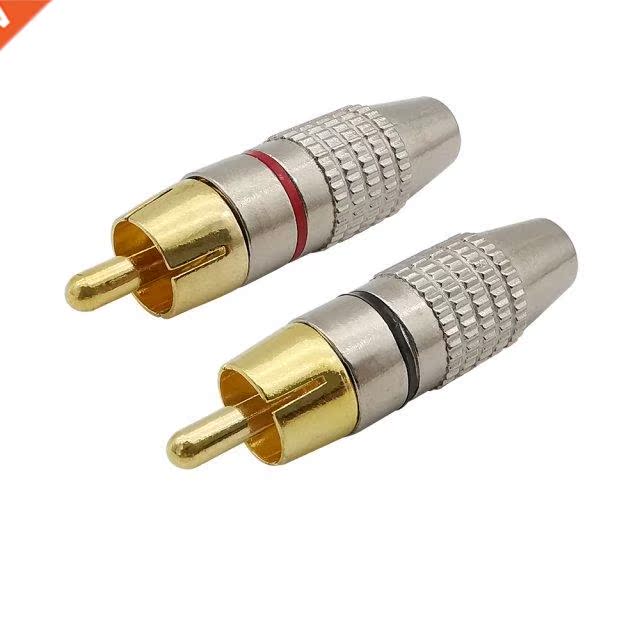 1/2/5Pairs RCA Male Connectors Non Solder Plug Adapter Conne