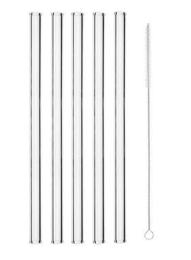 *Behogar 5pcs 180 x 8 mm Clear Drinking Glass Straws 1pcs Cl