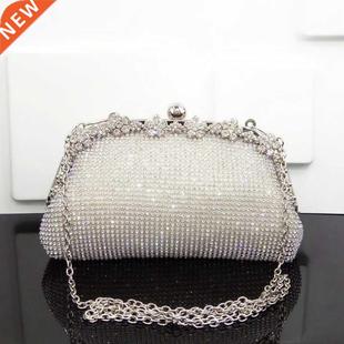 New Diamonds Chain Evening Bag Silver Wedding Bags For Bride
