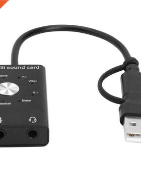 Portabe Sound Card Plug And Play USB2.0 Type C Headphone Ext