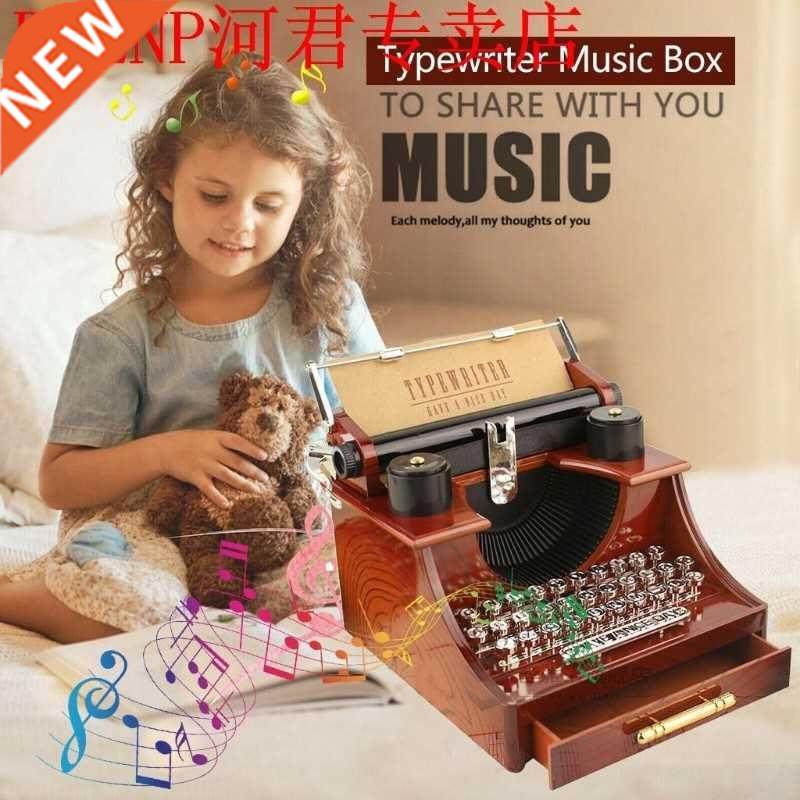 Home Decor Music Box Vintage Music Box Mini Typewriter Clock