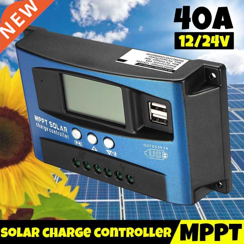 0/40/50/60/100A MPPT Solar Charge Controller Dual USB LCD D