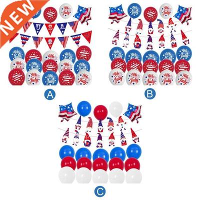 Patriotic Decorations Blue Red White Latex Balloons Pennant