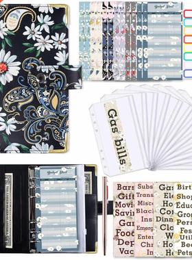 A6 PU Leather Binder Budget Planner Cash Envelopes Wallet wi